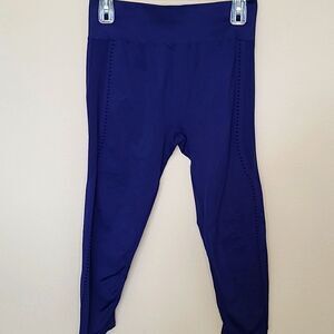 Fabletics Navy Blue Laser Cut Textured Crop Leggings